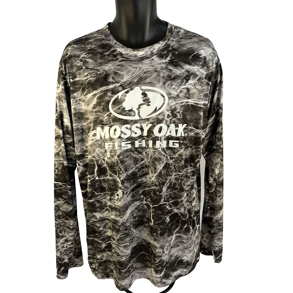 Mens Mossy Oak Fishing Long Sleeve Camo Print Performance Shirt Size Large‎